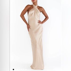 Show Me Your Mumu Jasmine Halter Maxi Dress in Champagne